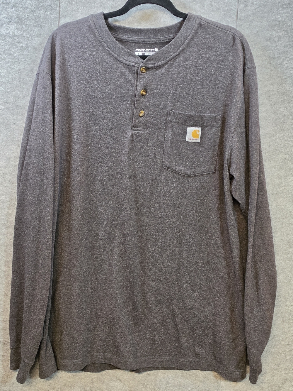 Carhartt Men’s Long-Sleeve Henley Pocket Shirt — Charcoal